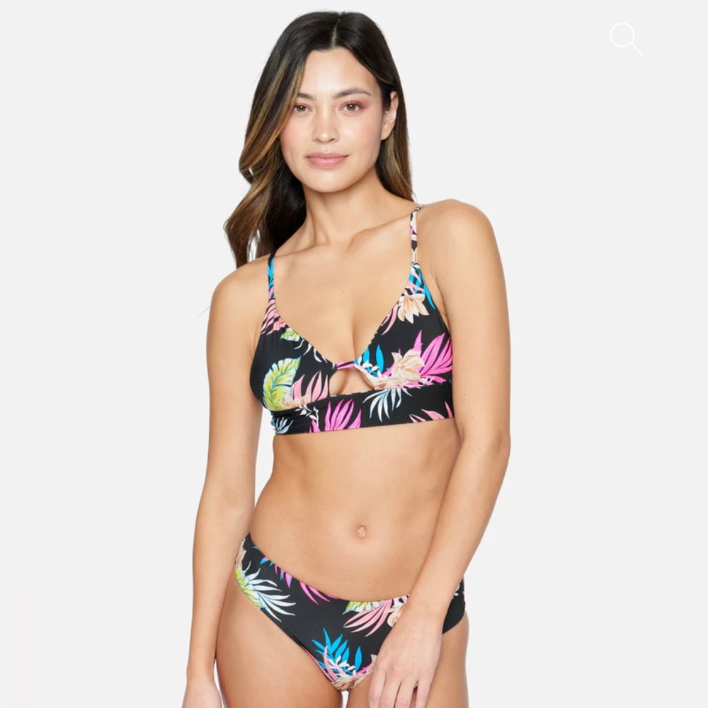 Hurley! Hana Reversible Cheeky Bikini Swimsuit In Black Tiki Multicolor NWT!